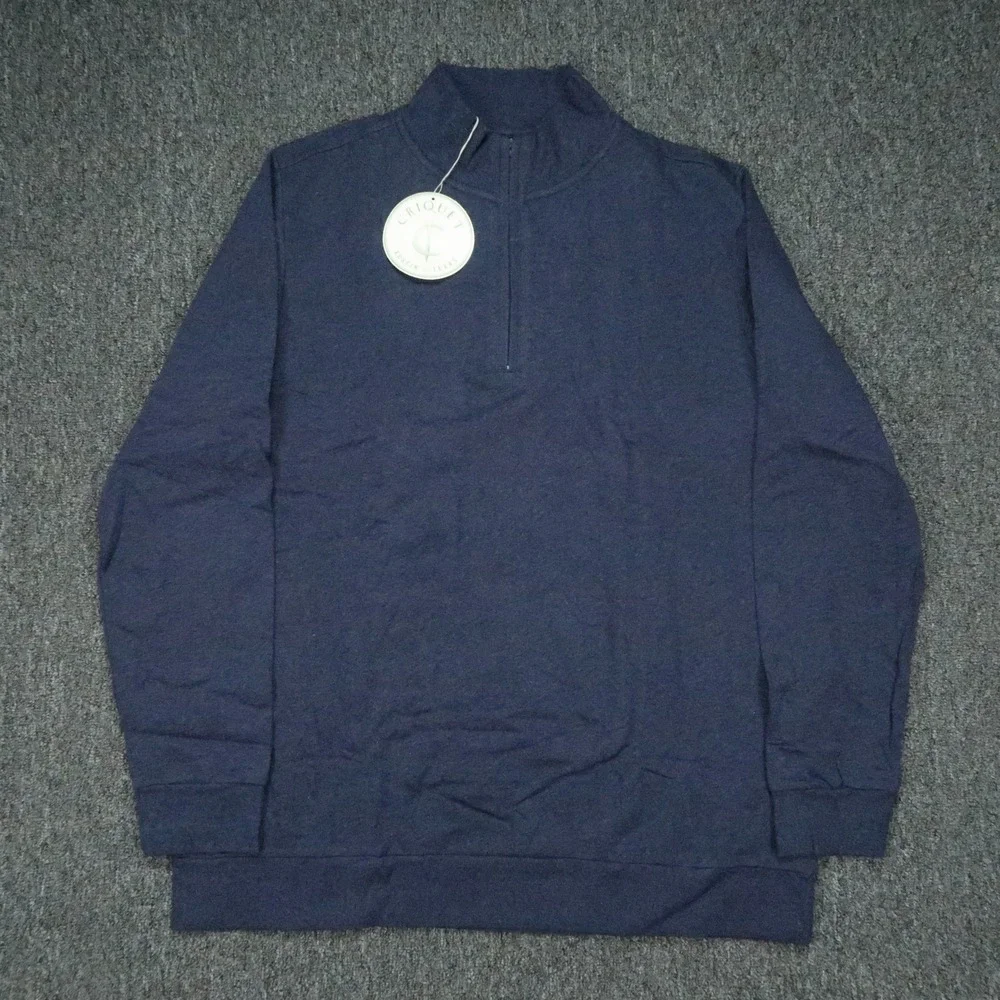 Criquet‎ Sweater Mens XL Blue Quarter Zip Cotton Mock Neck Jumper